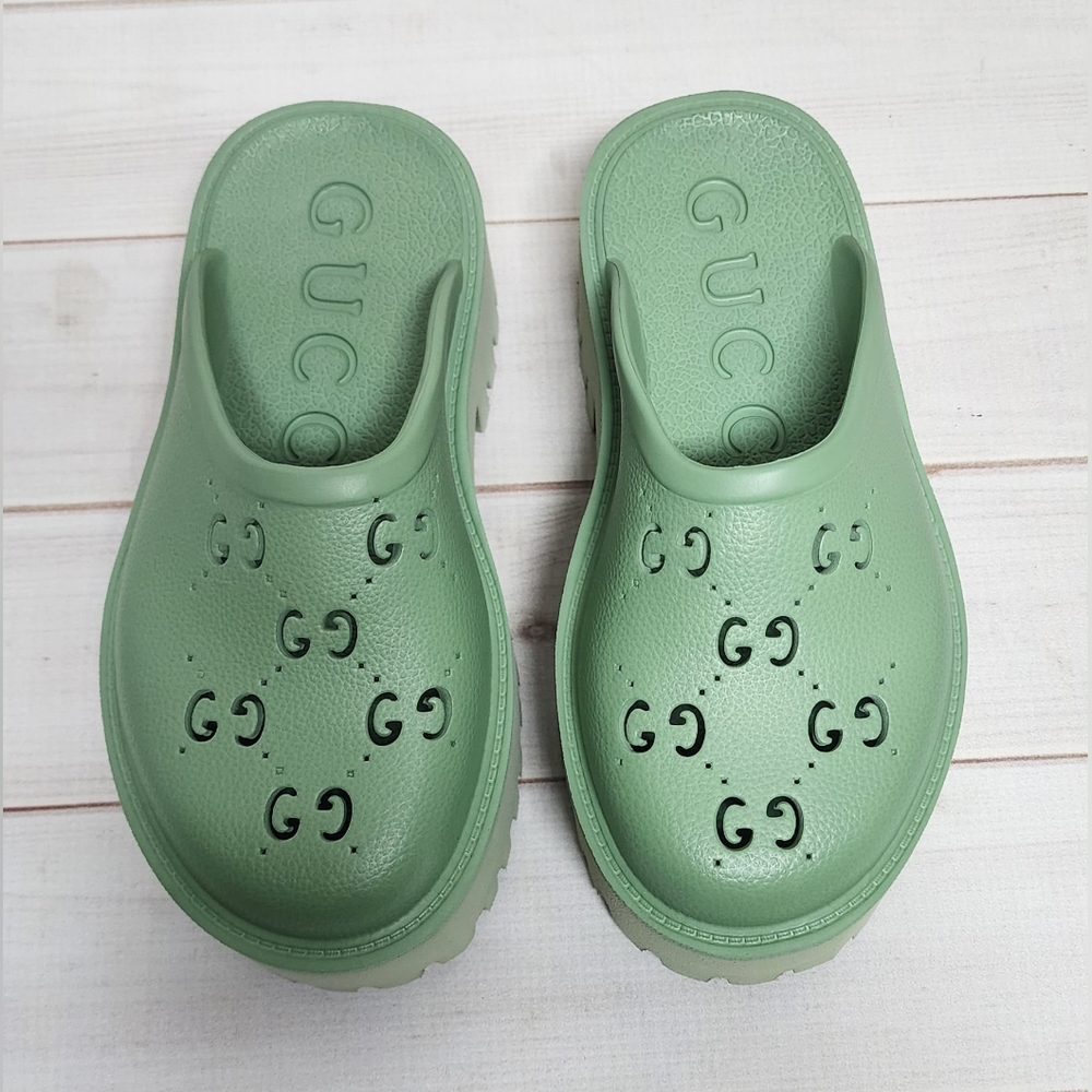 Gucci Mint Green Platform Clogs - image 5